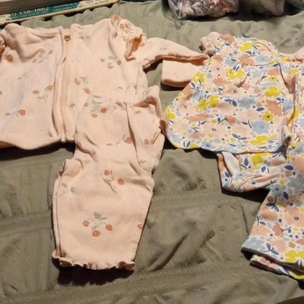 Girls Peach Floral Cherry Pajama Set - Soft Pink Sleepwear